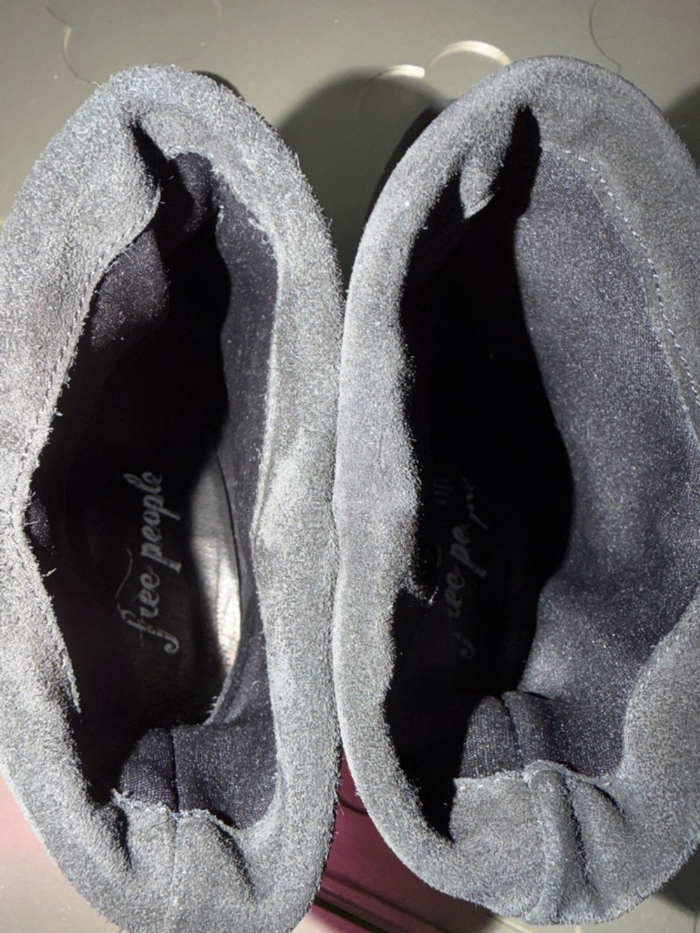 FREE PEOPLE Adella Foldover Suede Booties Black Pointed Toe Block Heel Size 8.5 - Picture 13 of 16